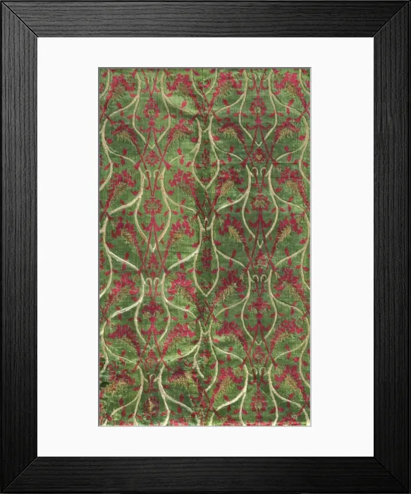 Framed Print : Two-colour Velvet with Gold in a Double Curved Lattice Pattern, 1450-1500. Creator: Unknown Framed Print : Two-colour Velvet with Gold in a Double Curved Lattice Pattern, 1450-1500. Creator: Unknown