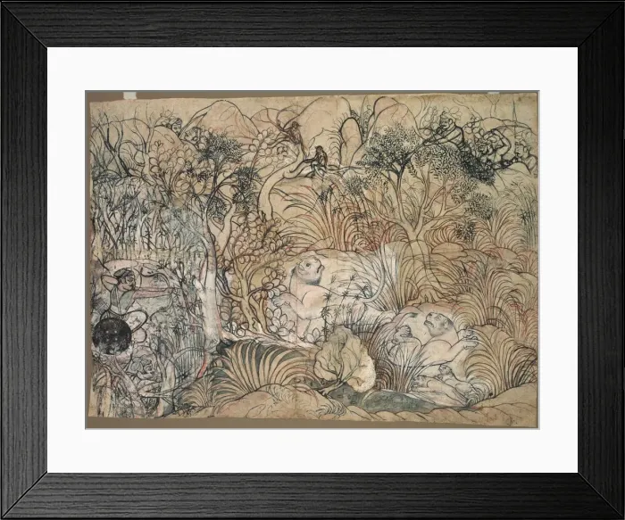 Framed Print : Umed Singh of Kota Hunting Lions, c. 1785-1790. Creator: Unknown Framed Print : Umed Singh of Kota Hunting Lions, c. 1785-1790. Creator: Unknown