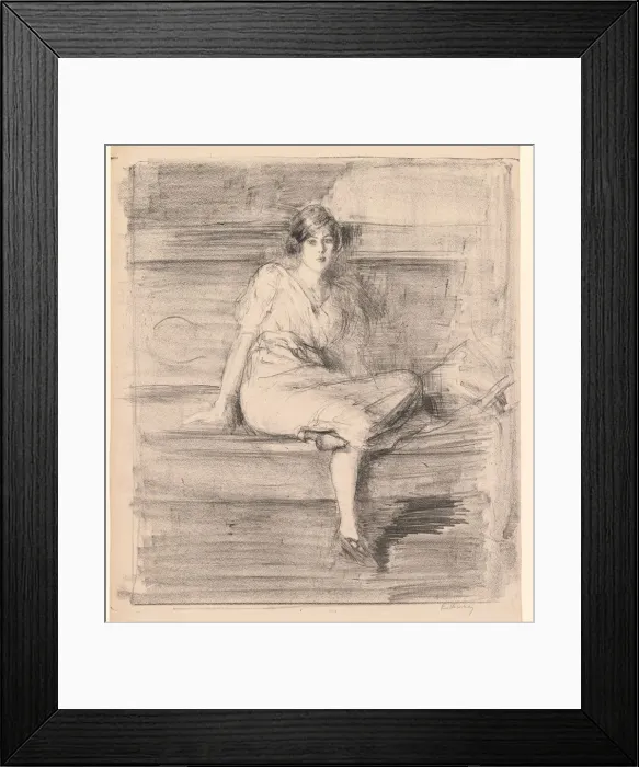 Framed Print : Untitled (Young Lady Seated), 1914. Creator: Albert de Belleroche (British, 1864-1944) Framed Print : Untitled (Young Lady Seated), 1914. Creator: Albert de Belleroche (British, 1864-1944)