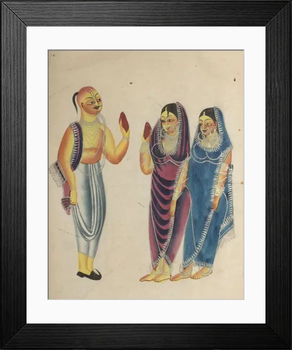 Framed Print : Vaishnava Devotee with Two Women, 1800s. Creator: Unknown Framed Print : Vaishnava Devotee with Two Women, 1800s. Creator: Unknown
