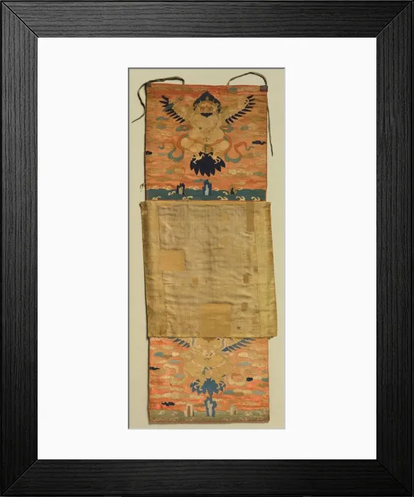 Framed Print : Vajrapani Embroidered Mount with Garuda, painting 1600s, embroidery c. 1300. Creator Framed Print : Vajrapani Embroidered Mount with Garuda, painting 1600s, embroidery c. 1300. Creator