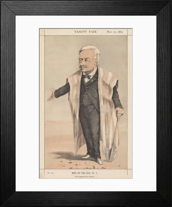 Framed Print : Vanity Fair: Men of the Day, No. 2 He suppressed an isthmus, 1869. Creator: Anonymous Framed Print : Vanity Fair: Men of the Day, No. 2 He suppressed an isthmus, 1869. Creator: Anonymous