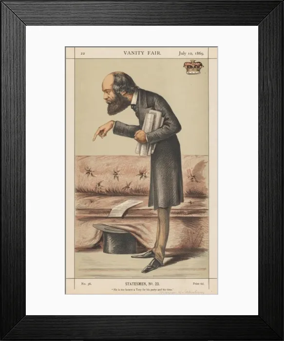 Framed Print : Vanity Fair: Statesman, No. 23 He is too honest a Tory for his party and time, 1869 Framed Print : Vanity Fair: Statesman, No. 23 He is too honest a Tory for his party and time, 1869