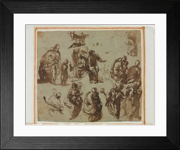 Framed Print : Various Sketches of the Madonna and Child, c. 1580. Creator: Paolo Veronese (Italian, 1528-1588) Framed Print : Various Sketches of the Madonna and Child, c. 1580. Creator: Paolo Veronese (Italian, 1528-1588)
