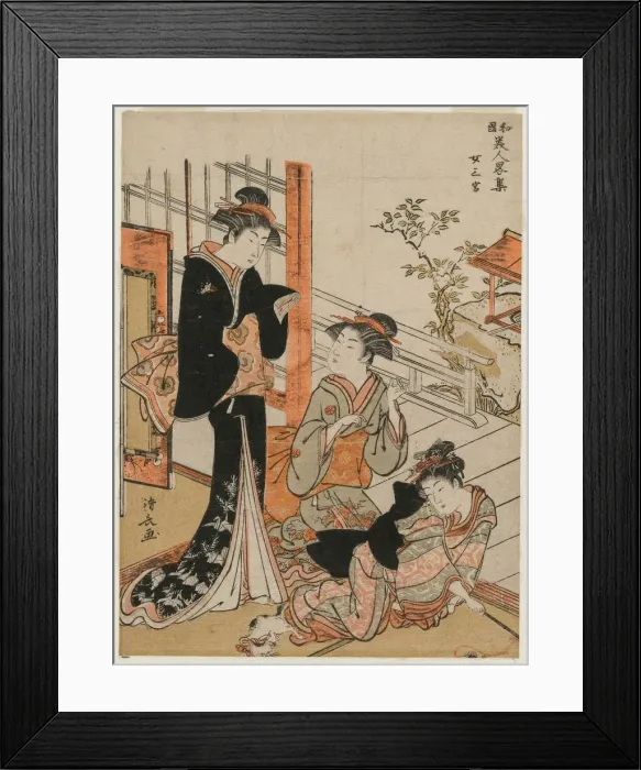Framed Print : Three Women (from the series A Brief Collection of Japanese Beauties), 1781. Creator Framed Print : Three Women (from the series A Brief Collection of Japanese Beauties), 1781. Creator