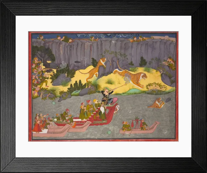 Framed Print : Tiger Hunt of Raja Ram Singh II, c. 1830-1840. Creator: Unknown Framed Print : Tiger Hunt of Raja Ram Singh II, c. 1830-1840. Creator: Unknown
