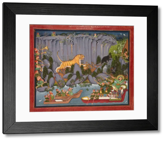 Framed Print : Tiger Hunt of Ram Singh II, c. 1830-1840. Creator: Unknown