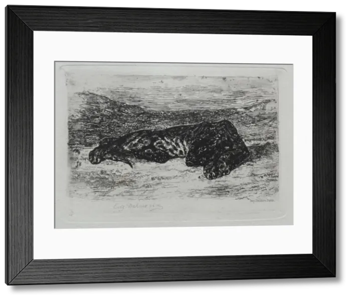 Framed Print : Tigre couche dans le desert. Creator: Eugene Delacroix (French, 1798-1863) Framed Print : Tigre couche dans le desert. Creator: Eugene Delacroix (French, 1798-1863)