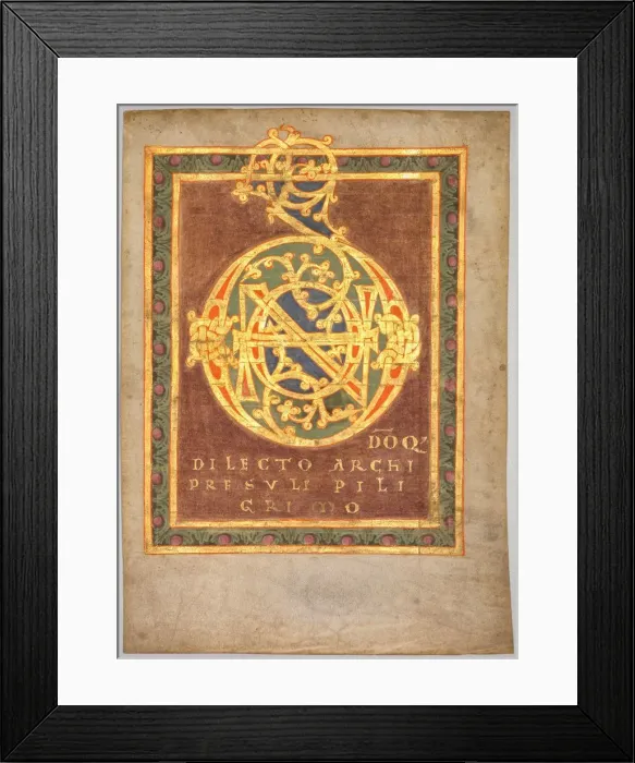 Framed Print : Title Page of Abbot Bernos Tonarius: Initial D[omino], c. 1030. Creator: Unknown
