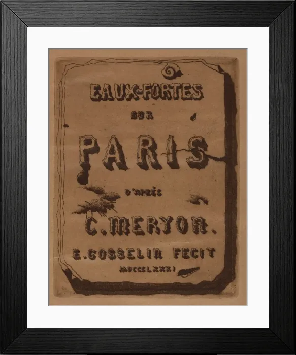Framed Print : Titre des Eaux-fortes sur Paris: Cover, 1871. Creator: Edmond Gosselin (French) Framed Print : Titre des Eaux-fortes sur Paris: Cover, 1871. Creator: Edmond Gosselin (French)