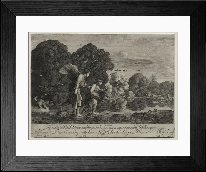 Framed Print : Tobias and the Angel (small plate). Creator: Hendrik Goudt (Dutch, 1585-1630) Framed Print : Tobias and the Angel (small plate). Creator: Hendrik Goudt (Dutch, 1585-1630)