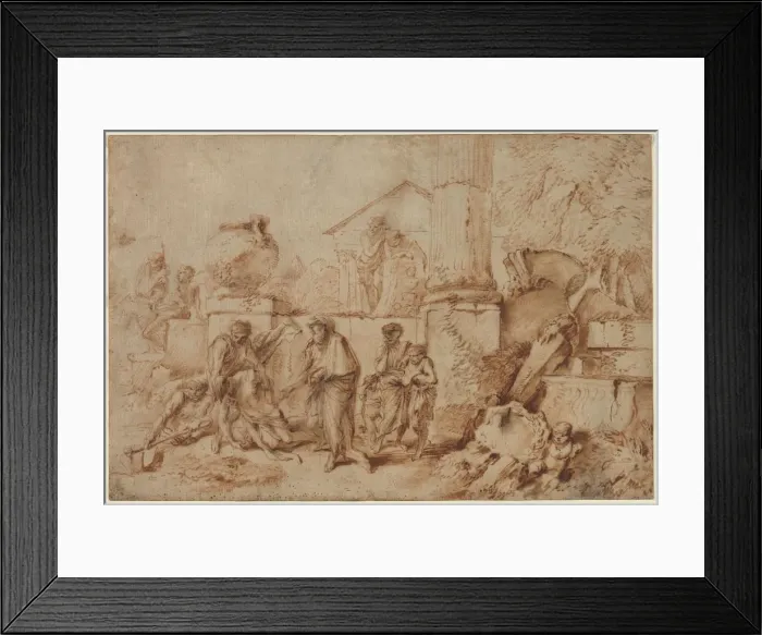 Framed Print : Tobit Burying the Dead, 1640s. Creator: Giovanni Benedetto Castiglione (Italian, 1609-1664) Framed Print : Tobit Burying the Dead, 1640s. Creator: Giovanni Benedetto Castiglione (Italian, 1609-1664)