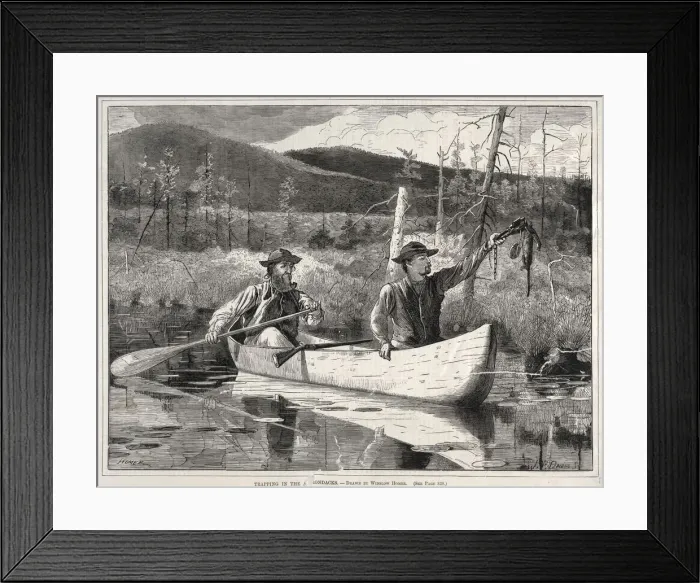 Framed Print : Trapping in the Adirondacks, 1870. Creator: Winslow Homer (American, 1836-1910) Framed Print : Trapping in the Adirondacks, 1870. Creator: Winslow Homer (American, 1836-1910)