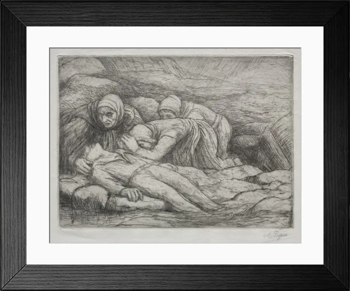 Framed Print : Triomphe de la Mort: La Mort chez une famille de Marins. Creator: Alphonse Legros (French Framed Print : Triomphe de la Mort: La Mort chez une famille de Marins. Creator: Alphonse Legros (French