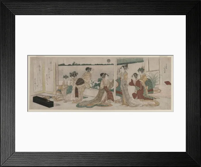 Framed Print : Tsukasa and Other Courtesans of the Ogiya Watching the Autumn Moon Rise... 1799. Creator Framed Print : Tsukasa and Other Courtesans of the Ogiya Watching the Autumn Moon Rise... 1799. Creator