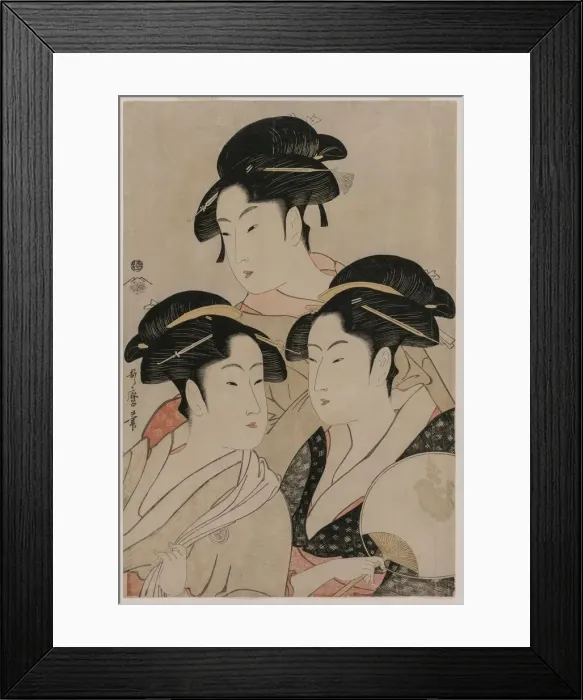 Framed Print : Tomimoto Toyohina, Takashimaya Ohisa, and Naniwaya Okita, c. 1794. Creator: Kitagawa Utamaro Framed Print : Tomimoto Toyohina, Takashimaya Ohisa, and Naniwaya Okita, c. 1794. Creator: Kitagawa Utamaro