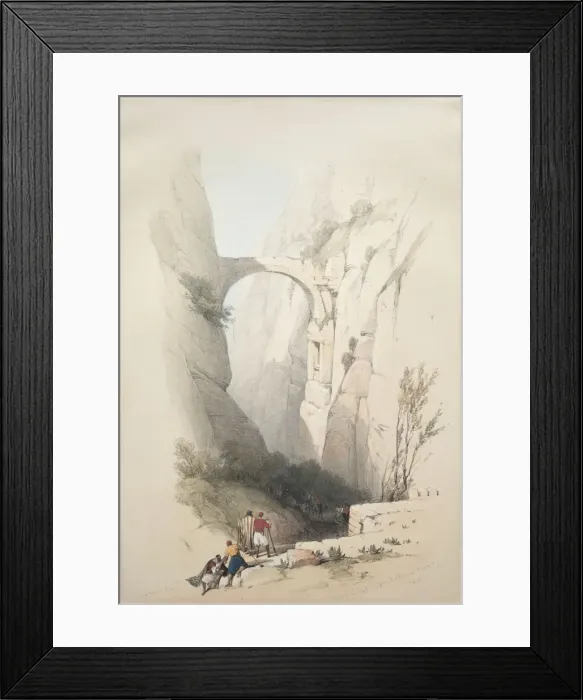 Framed Print : Triumphal Arch Crossing the Ravine Leading to Petra, 1839. Creator: David Roberts (British Framed Print : Triumphal Arch Crossing the Ravine Leading to Petra, 1839. Creator: David Roberts (British