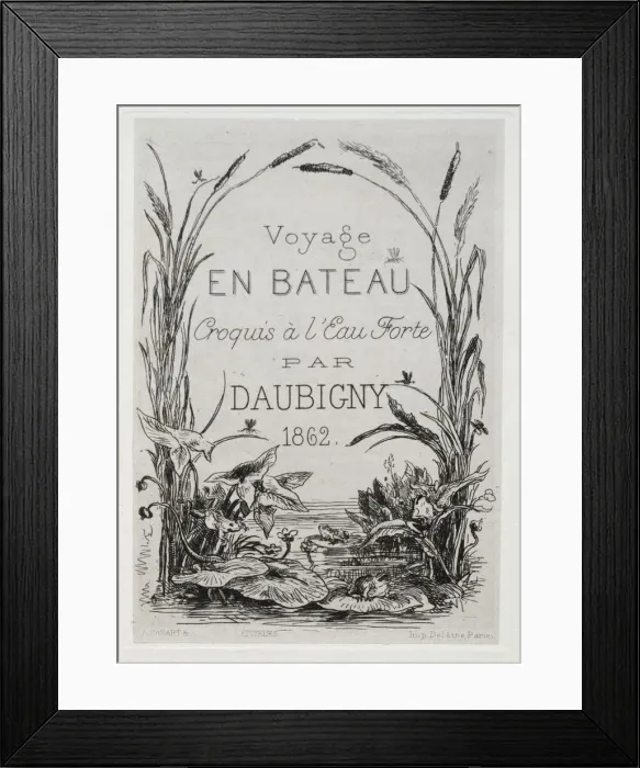 Framed Print : Title Frontispiece for the Album: The Boat Trip, 1861. Creator: Charles Francois Daubigny Framed Print : Title Frontispiece for the Album: The Boat Trip, 1861. Creator: Charles Francois Daubigny