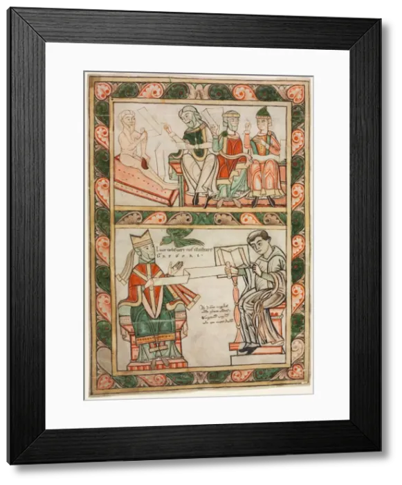 Framed Print : Title Page of St. Gregorys Moralia : Job Visited by His Three Friends (above) Framed Print : Title Page of St. Gregorys Moralia : Job Visited by His Three Friends (above)
