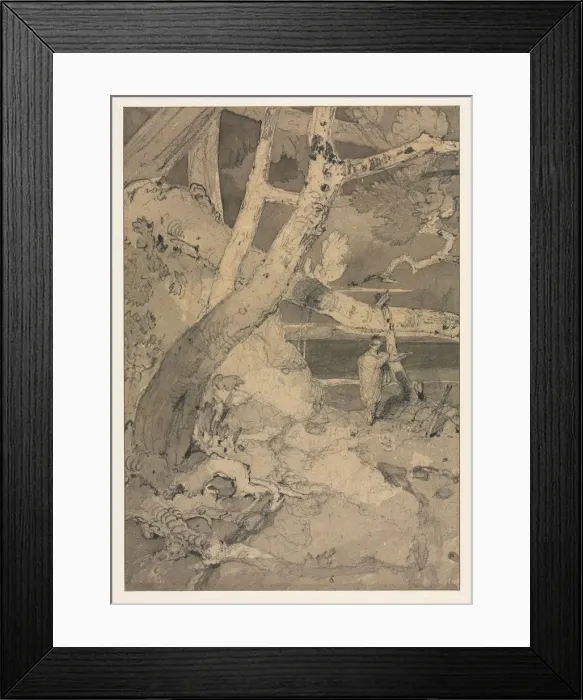 Framed Print : Traveler in a Woodland Landscape, 1806. Creator: John Sell Cotman (British, 1782-1842) Framed Print : Traveler in a Woodland Landscape, 1806. Creator: John Sell Cotman (British, 1782-1842)
