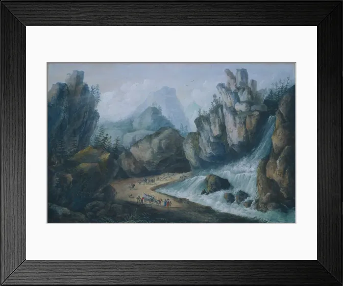 Framed Print : Torrent and Waterfall in the Alps, 1792. Creator: Louis Belanger (French, 1756-1816) Framed Print : Torrent and Waterfall in the Alps, 1792. Creator: Louis Belanger (French, 1756-1816)