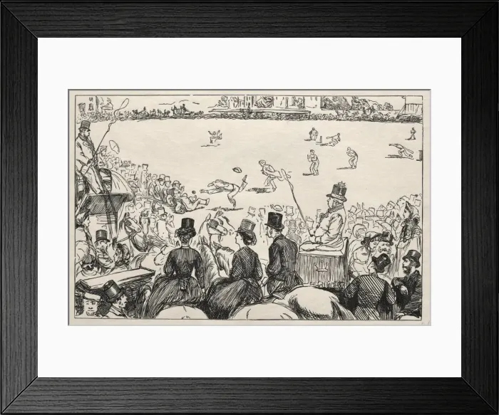 Framed Print : University Cricket Match at Lords, 1862. Creator: George Louis Palmella Busson Du Maurier (British Framed Print : University Cricket Match at Lords, 1862. Creator: George Louis Palmella Busson Du Maurier (British