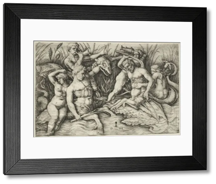 Framed Print : Two Tritons fighting - Battle of the Sea Gods (right portion). Creator: Daniel I Hopfer (German, c Framed Print : Two Tritons fighting - Battle of the Sea Gods (right portion). Creator: Daniel I Hopfer (German, c