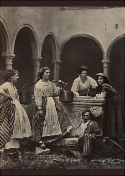 Untitled (Genre scene with four women and a man), late 19th Century