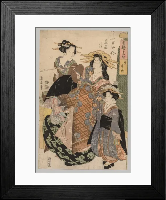 Framed Print : Two Women and a Girl, 1800-1829. Creator: Kikugawa Eizan (Japanese, 1787-1867) Framed Print : Two Women and a Girl, 1800-1829. Creator: Kikugawa Eizan (Japanese, 1787-1867)