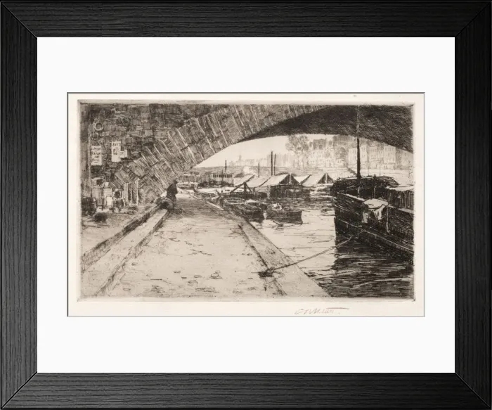 Framed Print : Under the Pont Marie, Paris, 1887. Creator: Charles Adams Platt (American, 1861-1933) Framed Print : Under the Pont Marie, Paris, 1887. Creator: Charles Adams Platt (American, 1861-1933)
