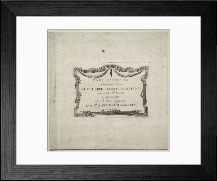Framed Print : Various Caprices: Title Page, 1785. Creator: Giovanni Battista Tiepolo (Italian, 1696-1770) Framed Print : Various Caprices: Title Page, 1785. Creator: Giovanni Battista Tiepolo (Italian, 1696-1770)