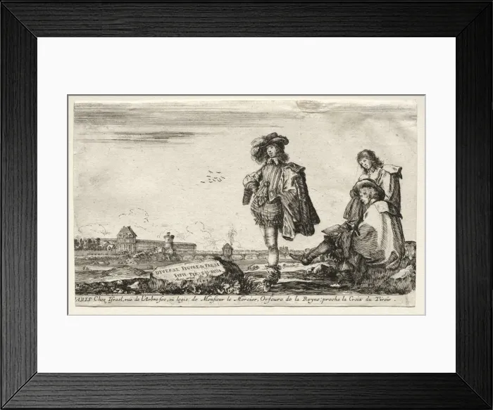Framed Print : Various Figures and Landscapes, 1649. Creator: Stefano Della Bella (Italian, 1610-1664)