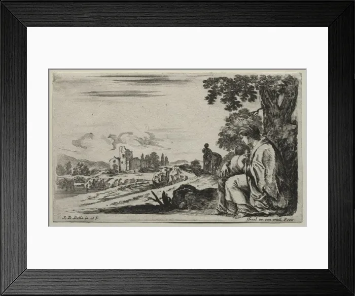Framed Print : Various Figures and Landscapes: A Poor Nurse Seated under a Tree, 1649