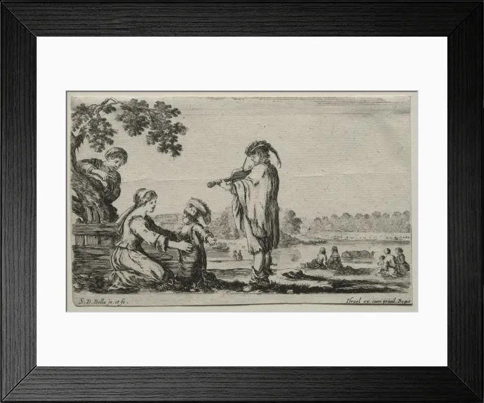 Framed Print : Various Figures and Landscapes: A Violin Player, 1649. Creator: Stefano Della Bella (Italian Framed Print : Various Figures and Landscapes: A Violin Player, 1649. Creator: Stefano Della Bella (Italian