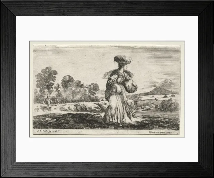 Framed Print : Various Figures and Landscapes: Peasant Woman Carrying a Basket on her Head, 1649 Framed Print : Various Figures and Landscapes: Peasant Woman Carrying a Basket on her Head, 1649