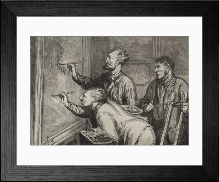 Framed Print : The Painters: The Last Stroke of the Brush, Exposition of 1868. Creator: Honore Daumier Framed Print : The Painters: The Last Stroke of the Brush, Exposition of 1868. Creator: Honore Daumier