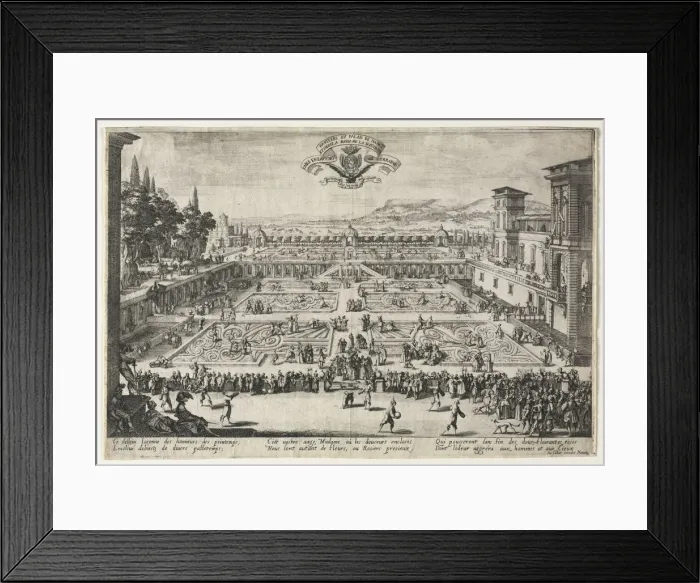 Framed Print : The Palace Gardens at Nancy, 1625. Creator: Jacques Callot (French, 1592-1635) Framed Print : The Palace Gardens at Nancy, 1625. Creator: Jacques Callot (French, 1592-1635)