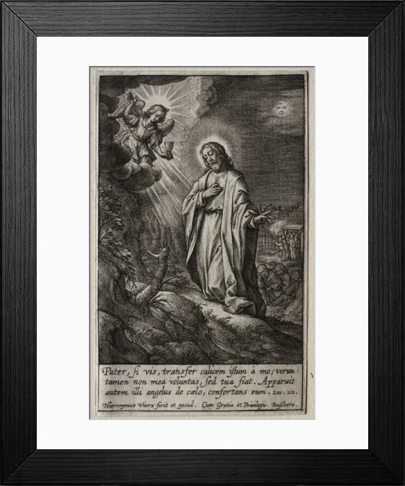 Framed Print : The Passion: Christ on the Mount of Olives. Creator: Hieronymus Wierix (Flemish, 1553-1619) Framed Print : The Passion: Christ on the Mount of Olives. Creator: Hieronymus Wierix (Flemish, 1553-1619)