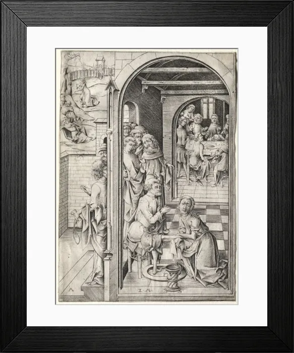 Framed Print : The Passion: Christ Washing the Feet of His Disciples. Creator: Israhel van Meckenem (German, c Framed Print : The Passion: Christ Washing the Feet of His Disciples. Creator: Israhel van Meckenem (German, c
