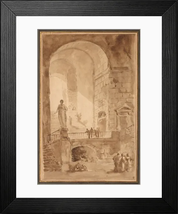 Framed Print : Vaulted Staircase, c. 1770-1779. Creator: Hubert Robert (French, 1733-1808) Framed Print : Vaulted Staircase, c. 1770-1779. Creator: Hubert Robert (French, 1733-1808)