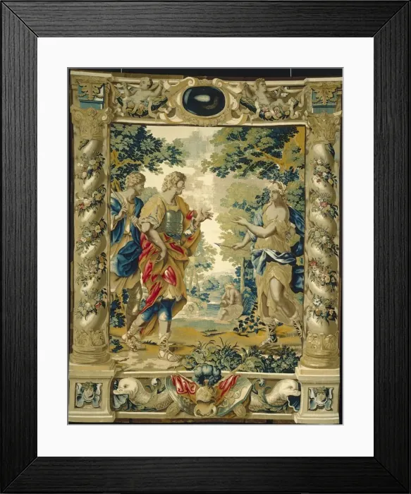 Framed Print : Venus tells Aeneas and his friend Achates to go to Carthage, 1679 Framed Print : Venus tells Aeneas and his friend Achates to go to Carthage, 1679