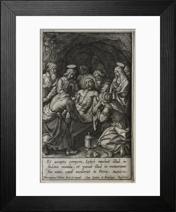 Framed Print : The Passion: The Entombment. Creator: Hieronymus Wierix (Flemish, 1553-1619) Framed Print : The Passion: The Entombment. Creator: Hieronymus Wierix (Flemish, 1553-1619)