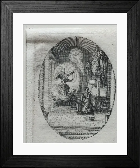 Framed Print : The Mysteries of the Passion: The Annunciation. Creator: Jacques Callot (French, 1592-1635) Framed Print : The Mysteries of the Passion: The Annunciation. Creator: Jacques Callot (French, 1592-1635)