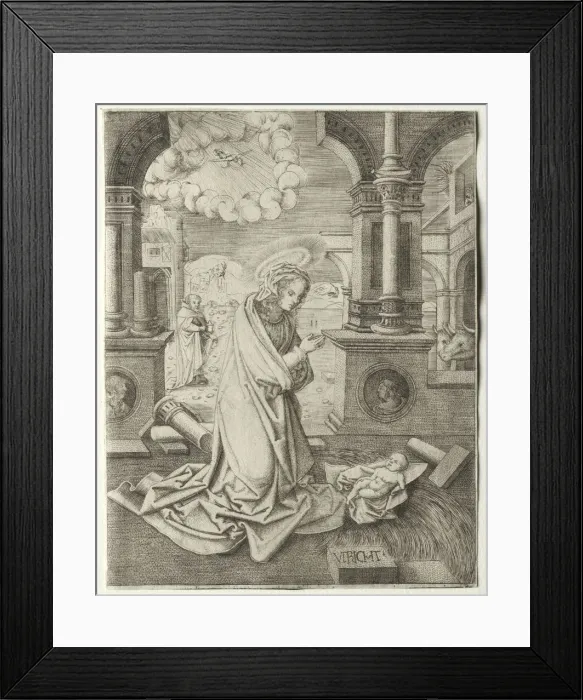 Framed Print : The Nativity, 1520s. Creator: Allaert Claesz (Netherlandish, fl. 1508-1534) Framed Print : The Nativity, 1520s. Creator: Allaert Claesz (Netherlandish, fl. 1508-1534)