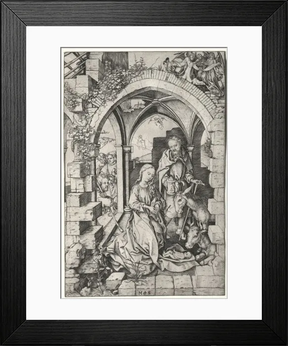 Framed Print : The Nativity. Creator: Martin Schongauer (German, c. 1450-1491) Framed Print : The Nativity. Creator: Martin Schongauer (German, c. 1450-1491)