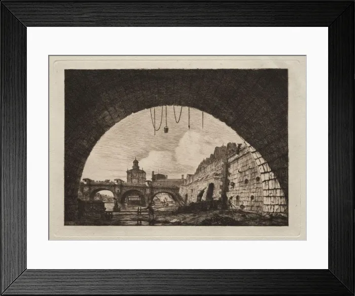 Framed Print : The New Bridge and the Samaritaine seen from under the First Arch... 1855. Creator Framed Print : The New Bridge and the Samaritaine seen from under the First Arch... 1855. Creator