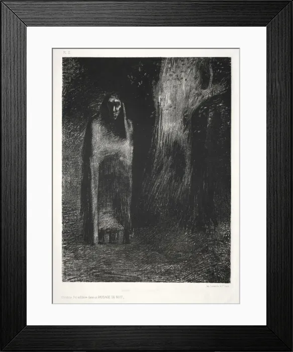 Framed Print : The Night: The Man Was Alone in a Night Landscape, 1886. Creator: Lemercier & Cie Framed Print : The Night: The Man Was Alone in a Night Landscape, 1886. Creator: Lemercier & Cie