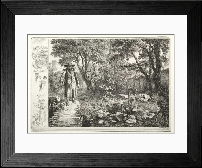 Framed Print : The old man before the log bridge (Der Alte vor den Knuppelsteg), 1819