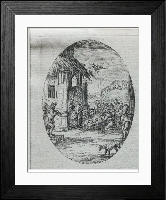 Framed Print : The Mysteries of the Passion: The Adoration of the Shepherds. Creator: Jacques Callot (French Framed Print : The Mysteries of the Passion: The Adoration of the Shepherds. Creator: Jacques Callot (French