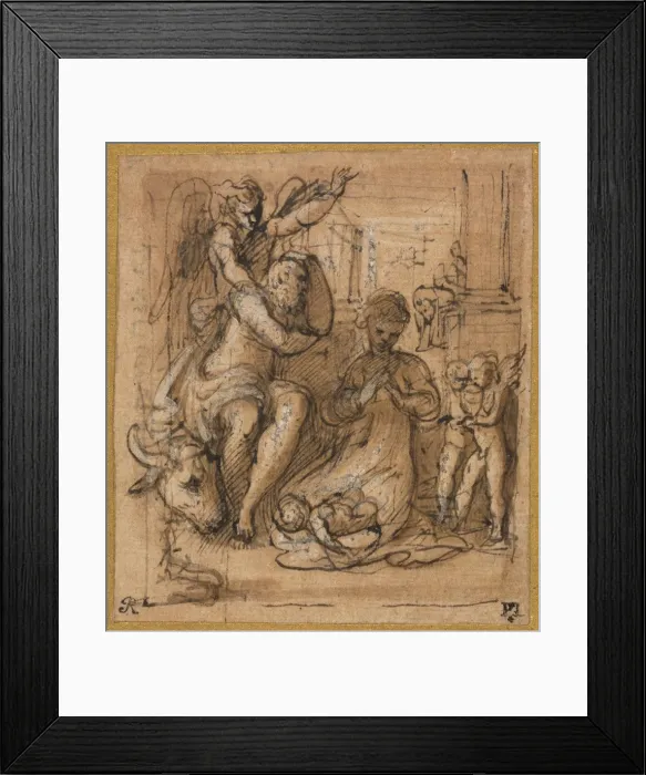 Framed Print : The Nativity with the Dream of Joseph, c. 1527 / 30?. Creator: Parmigianino (Italian, 1503-1540) Framed Print : The Nativity with the Dream of Joseph, c. 1527 / 30?. Creator: Parmigianino (Italian, 1503-1540)